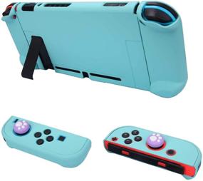 img 2 attached to Durable Dockable Case for Nintendo Switch - COMCOOL 3-in-1 Protective Cover Case for Nintendo Switch and Joy-Con Controller with Screen Protector and Thumb Grips - Cyan