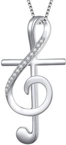 img 4 attached to Подвеска с нотой из S925 стерлингового серебра на цепочке с шкатулочной плетенкой длиной 18 дюймов: мелодичное украшение.