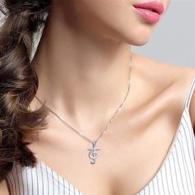 img 3 attached to S925 Sterling Silver Musical Note Pendant Necklace with 18-Inch Box Chain: A Melodious Statement Piece