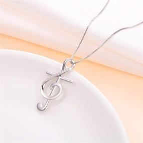 img 1 attached to S925 Sterling Silver Musical Note Pendant Necklace with 18-Inch Box Chain: A Melodious Statement Piece