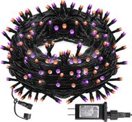 🎃 blissun 300 led indoor string lights - halloween decoration with 8 modes - ideal for indoor & outdoor garden, thanksgiving, christmas - purple-orange logo
