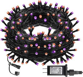 img 4 attached to 🎃 Blissun 300 LED Indoor String Lights - Halloween Decoration with 8 Modes - Ideal for Indoor & Outdoor Garden, Thanksgiving, Christmas - Purple-Orange