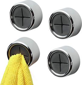 img 3 attached to Convenient Gray Round Adhesive Push Towel Hooks for Kitchen, Hand and Dish Towels - 4 Pack by S&T INC.