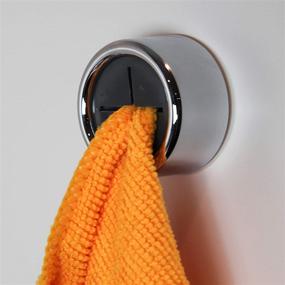 img 1 attached to Convenient Gray Round Adhesive Push Towel Hooks for Kitchen, Hand and Dish Towels - 4 Pack by S&T INC.