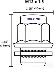 img 2 attached to 🔩 20 шт. Хромированные гаечные гайки закрытого типа с шайбой 13/16'' (21мм) гексагональная головка - Подходят для Toyota Camry/Corolla/Tacoma, Lexus - Для колес с 5/4 отверстиями - Размер: 12x1.5