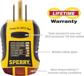 img 2 attached to 🔌 Sperry Instruments GFI6302 GFCI Outlet Tester, Standard 120V AC Receptacle, 7 Visual Indication & Wiring Legend, for Home & Professional Use, Yellow & Black