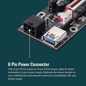 img 3 attached to 💻 BEYIMEI PCI-E Riser Card VER009S-PLUS: удлинитель GPU для майнинга Bitcoin, Litecoin, ETH - в комплекте USB 3.0 кабель и 6PIN SATA кабель питания (1 упаковка)