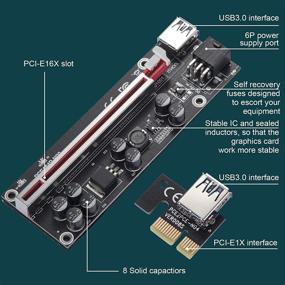 img 1 attached to 💻 BEYIMEI PCI-E Riser Card VER009S-PLUS: удлинитель GPU для майнинга Bitcoin, Litecoin, ETH - в комплекте USB 3.0 кабель и 6PIN SATA кабель питания (1 упаковка)