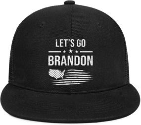 img 2 attached to 🧢 Classic Let's Go Brandon Trucker Hats for Men and Women - Snapback Mesh Hip-Hop Cap with Flat Bill and Adjustable Back