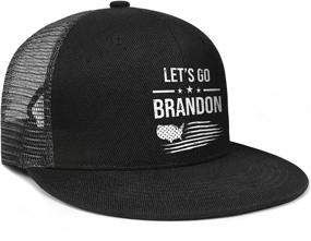 img 3 attached to 🧢 Classic Let's Go Brandon Trucker Hats for Men and Women - Snapback Mesh Hip-Hop Cap with Flat Bill and Adjustable Back