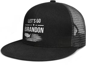 img 4 attached to 🧢 Classic Let's Go Brandon Trucker Hats for Men and Women - Snapback Mesh Hip-Hop Cap with Flat Bill and Adjustable Back