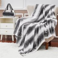 🛌 dangtop fuzzy blanket: cozy comfort for girls & kids - soft faux fur blanket with carry bag, silky smooth & breathable, twin size 330gsm plush wrap in grey/white (60"x79") logo