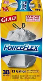 img 1 attached to 🗑️ Glad ForceFlex Непарфюмированные мешки для мусора с узлом на кухне - 13 галлонов - 38 штук