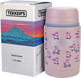 img 3 attached to 🦄 TEKKER's Insulated Thermos Food Jar Lunch Thermos - 17 Oz Stainless Steel Container for Kids, Vacuum Flask with Folding Spoon - Perfect for Office, Travel, Camping, Work, School, Outdoors - Pink Unicorn Theme