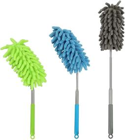 img 4 attached to 🧹 Telescopic Microfiber Duster Set: WOVTE 3PCS - Bendable & Detachable Dusting Brush - Ideal for Cleaning Ceiling Fans, Windows, Cars, Furniture, Air Conditioning - Washable Hand Dusters