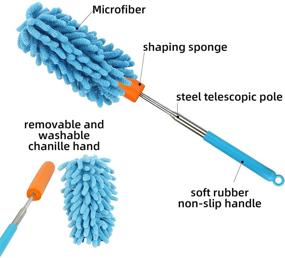 img 1 attached to 🧹 Telescopic Microfiber Duster Set: WOVTE 3PCS - Bendable & Detachable Dusting Brush - Ideal for Cleaning Ceiling Fans, Windows, Cars, Furniture, Air Conditioning - Washable Hand Dusters