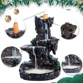 img 1 attached to 🏞️ DAILYLIFE Incense Waterfall Burner Backflow Mountain River Holder - Aesthetic Home Decor with 120 Upgraded Cones, 30 Sticks, Cushion & Tweezers