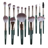 💚 complete green premium synthetic makeup brush set, daubigny 16pcs professional brushes for foundation, powder, concealers, eye shadows, and blush - ideal for perfect makeup logo