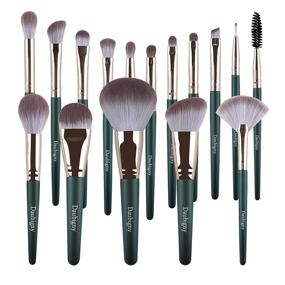 img 4 attached to 💚 Complete Green Premium Synthetic Makeup Brush Set, Daubigny 16Pcs Professional Brushes for Foundation, Powder, Concealers, Eye shadows, and Blush - Ideal for Perfect Makeup