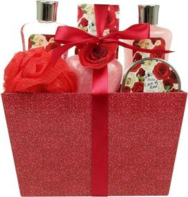 img 4 attached to 🛀 Spa Gift Baskets for Women & Girls - Bath and Body Spa Kit Birthday Gift, featuring Love of Rose Scent Shower Gel, Bubble Bath, Body Lotion, Bath Salt, Red Bath Puff, and Heart Bath Bomb