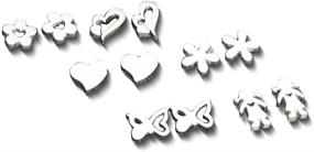 img 4 attached to 🦋 Stunning Collection: 6 Pairs of Stainless Steel Multi-Style Stud Earrings - Butterfly, Flower, Heart, Girl, Love Shape