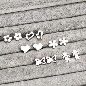 img 3 attached to 🦋 Stunning Collection: 6 Pairs of Stainless Steel Multi-Style Stud Earrings - Butterfly, Flower, Heart, Girl, Love Shape