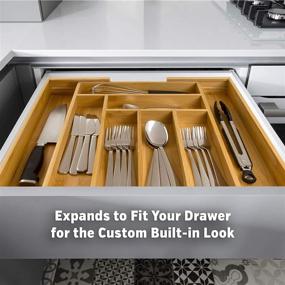 img 2 attached to 🎋 Organic Bamboo Silverware Organizer with Double-Strength Dividers and Extra-Deep Compartments – No MDF. Furniture-Grade Kitchen Utensil Drawer Organizer in Beautiful Gift Box