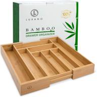 🎋 organic bamboo silverware organizer with double-strength dividers and extra-deep compartments – no mdf. furniture-grade kitchen utensil drawer organizer in beautiful gift box логотип