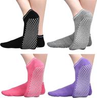 🧦 adult women's non-slip slipper socks with grips - sticky home hospital & athletic socks [1-4 pack] логотип