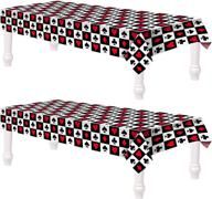 🎲 2-piece casino theme party decorations poker tablecloth and table runner set | las vegas table cover for playing card birthday party favors supplies | 54 x 108 inch logo