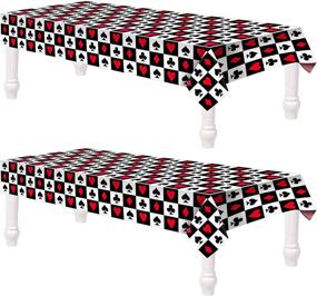 img 4 attached to 🎲 2-Piece Casino Theme Party Decorations Poker Tablecloth and Table Runner Set | Las Vegas Table Cover for Playing Card Birthday Party Favors Supplies | 54 x 108 Inch