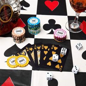 img 2 attached to 🎲 2-Piece Casino Theme Party Decorations Poker Tablecloth and Table Runner Set | Las Vegas Table Cover for Playing Card Birthday Party Favors Supplies | 54 x 108 Inch