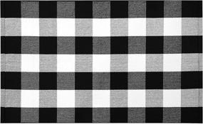 img 4 attached to 🏡 Cotton Buffalo Plaid Check Rug Outdoor Doormat - 27.5 x 43 Inches - Washable Woven Indoor Outdoor Welcome Mats for Front Door, Farmhouse, Entryway, Home Entrance - Black and White Outdoor Rug