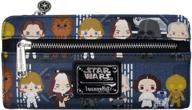 star wars death star chibi characters loungefly faux leather printed wallet logo