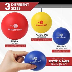 img 2 attached to 🥊 Kids Boxing Reflex Ball Set - Adjustable Headband Boxing Trainer with 3 Difficulty Levels Soft Punching Balls - Enhance Hand Eye Coordination and Boxing Training, Includes Hand Wraps