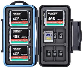 img 2 attached to 💦 Water-Resistant Memory Card Case: 36 Slots for 6 CF, 12 SD, and 18 Micro SD Cards | Carabiner + Card Tray Removal Eject Pin Key Included | Color: Black Body with Blue Seal Ring