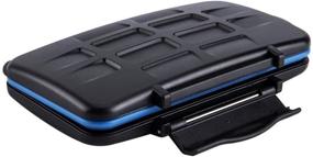img 3 attached to 💦 Water-Resistant Memory Card Case: 36 Slots for 6 CF, 12 SD, and 18 Micro SD Cards | Carabiner + Card Tray Removal Eject Pin Key Included | Color: Black Body with Blue Seal Ring
