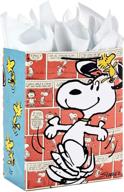 🎁 hallmark 13" large snoopy and woodstock gift bag with tissue paper - perfect for christmas, holidays, birthdays, and more! logo