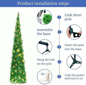img 2 attached to 🎄 Pre-Lit 5FT Green Tinsel Christmas Tree | Collapsible & Pop Up | Indoor/Outdoor Xmas Decor for Holiday Carnival Party