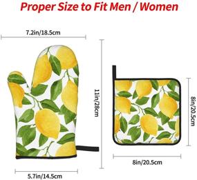 img 2 attached to 🍋 Msacrh Bright Yellow Lemons Oven Mitts and Pot Holders: Set of 4, Resistant Hot Pads with Non-Slip Gloves for Kitchen, Cooking, Baking, Grilling