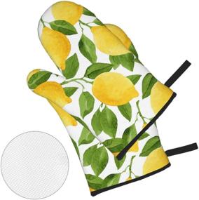 img 3 attached to 🍋 Msacrh Bright Yellow Lemons Oven Mitts and Pot Holders: Set of 4, Resistant Hot Pads with Non-Slip Gloves for Kitchen, Cooking, Baking, Grilling