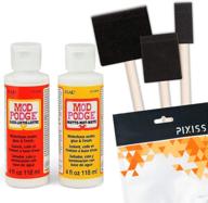 🎨 enhance your crafting projects with mod podge decoupage starter kit: gloss and matte medium, pixiss foam brushes, waterproof for puzzles, wood, and more! logo