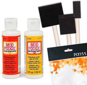 img 4 attached to 🎨 Enhance Your Crafting Projects with Mod Podge Decoupage Starter Kit: Gloss and Matte Medium, Pixiss Foam Brushes, Waterproof for Puzzles, Wood, and More!