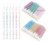 300pcs glitter crystal lip brush set: disposable lip brushes for effortless lip gloss application, makeup applicators with stylish crystal handles logo