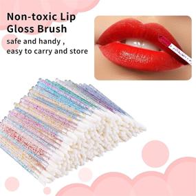 img 3 attached to 300PCS Glitter Crystal Lip Brush Set: Disposable Lip Brushes for Effortless Lip Gloss Application, Makeup Applicators with Stylish Crystal Handles