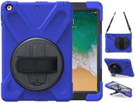 💙 tsq ipad air 2nd gen case: shockproof defender hard case with stand - blue, a1566 a1567 logo