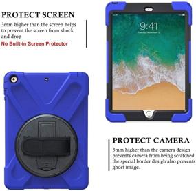 img 1 attached to 💙 TSQ iPad Air 2nd Gen Case: Shockproof Defender Hard Case with Stand - Blue, A1566 A1567