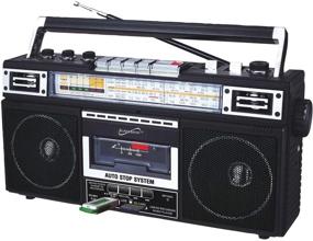 img 1 attached to 🎶 Enhanced Supersonic SC-3201BT-BK Retro 4-Band Bluetooth Radio and Cassette Player in Black - Improved SEO
