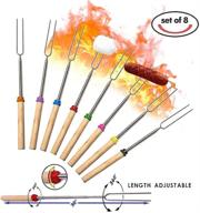 🔥 christmas sale: 8 pcs extendable marshmallow roasting sticks with wooden handle - 32” stainless-steel forks - perfect for fire pit, campfire grilling, sausage bbq - includes portable bag logo