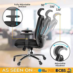 img 2 attached to 🪑 Duramont Ergonomic Office Chair - Adjustable Desk Chair with Lumbar Support, Rollerblade Wheels, and Reclining Function - High Back Chairs with Breathable Mesh, Thick Seat Cushion, Headrest, and Armrests